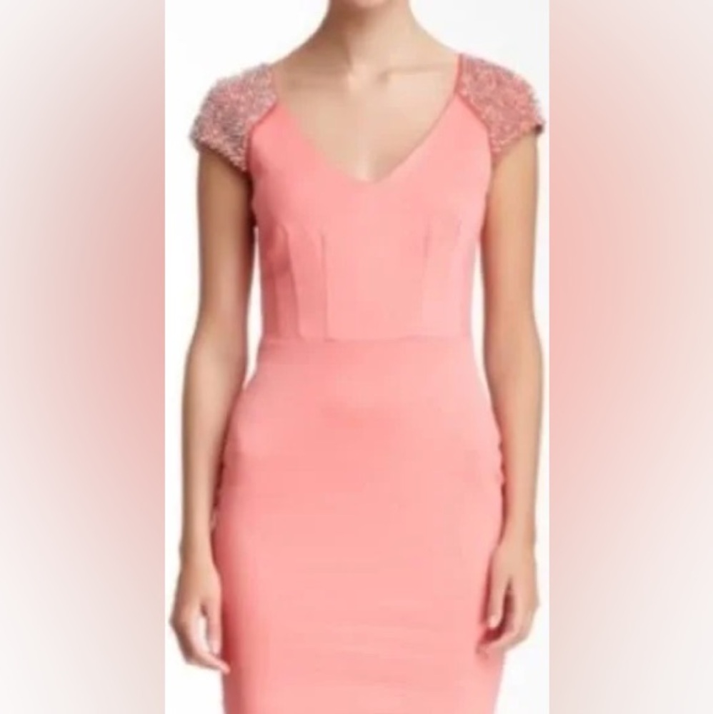 Alexia Admor Coral Dress with Embellished Shoulders